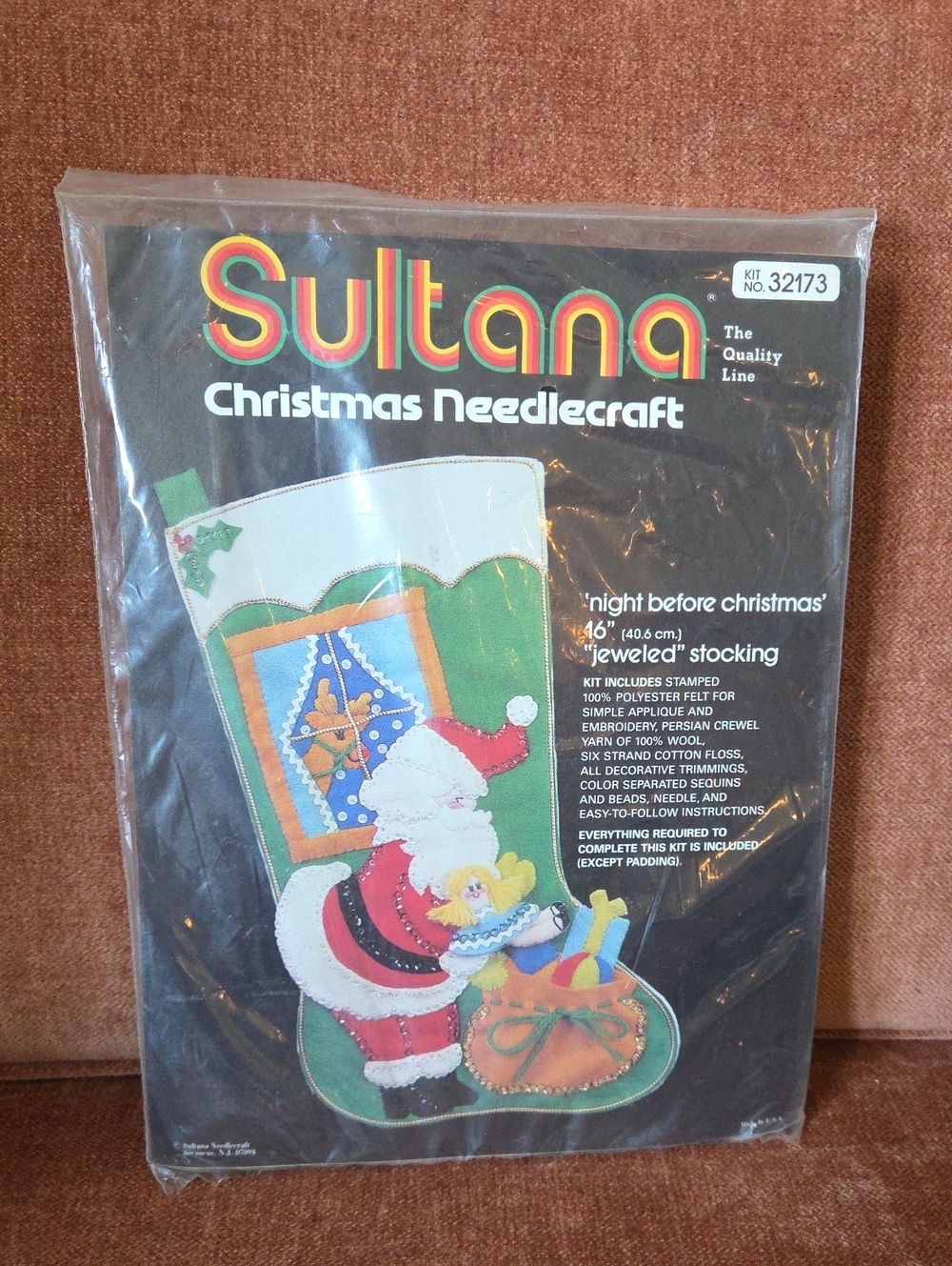 Sultana Christmas Needlecraft #32173 Night Before Christmas STOCKING kit Vtg New